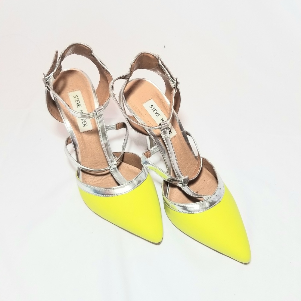 Steve Madden Silver & Green Heels